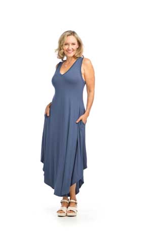 PD-12656 - SOFT STRETCHY MAXI DRESS WITH POCKETS - Colors: BLACK,MODERN NAVY,MEDITTERANEAN - Available Sizes:XS-XXL - Catalog Page:6 